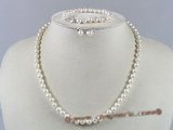 bpnset001 Child's White Pearls 15-Inch Necklace,bracelet&earrings Set