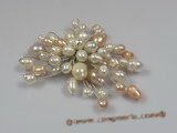 brooch009 18K GP multicolor freshwater pearl chandelier brooch