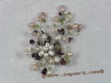 brooch015 18KGP multicolor freshwater pearl chandelier brooch
