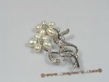 brooch016 18KGP freshwater pearl brooches with zircon beads