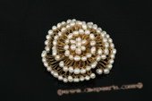 brooch024 bridal flower design white cultrued seed pearl brooch