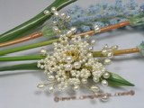 brooch026 Silver white cultured pearl chandelier wedding pin brooch in wholesale