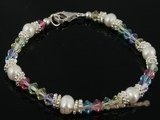 bsb011 Fine flower children seed pearl &Austria crystal bracelet wholesale