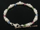 bsb013 Flower children seed pearl &Austria crystal bracelet on sale