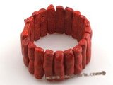 cbr001 8*30 oblong red coral beads bracelet wholesale