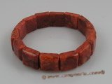 cbr005 20mm square red coral beads stretchy bracelets