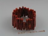cbr007 7.5" 5*21mm long stick red coral spring bracelets
