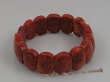 cbr010 13*18mm oblong red coral beads stretchy bracelets 7.5"