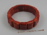 cbr011 13*18mm oblong red coral beads stretchy bracelets 7.5" in