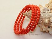 cbr013 5mm pink round coral beads bracelets,7.5" in length