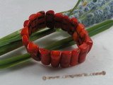 cbr038 9*20mm oblong red coral beads Stretchy bracelet