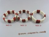 cbr039 oblong coral stretchybracelets mixed with white and red