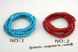 cbr043 Gorgeous five strands Turquoise/Coral bracelet on elastic