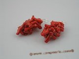 ce006 handcrafted bunch red branch coral sterling dangle earrings with 925silver hook