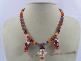 chn001 Red faceted crystal with lampwork beads necklace for Xmas
