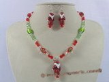 chn007 multicolor faceted crystal with lampwork beads Xmas necklace
