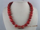 cn068 16*18mm columned red coral necklace in wholesale