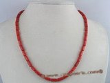 cn079 wholesale 5*9mm columned red coral necklace