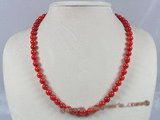 cn091  8mm red round coral beads single necklace