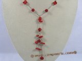 cn108 Fashion Red coral single strand necklace with 

18KGP chain