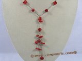 cn108 Fashion Red coral single strand necklace with 

18KGP chain