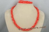 cnset013 4*8mm pink bamboo Coral beads necklace/bracelet sets