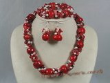 cnset026 Luxuriant coral and pearl Jewelry set