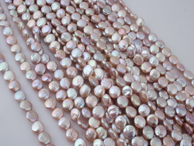 coin025 Nature purple 8.5-9.5mm freshawater coin pearl strands wholesale