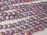 coin_02 11-12mm dye color cultured freshwater coin pearl strands