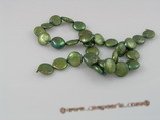 coin_05 12mm olive green cultured freshwater coin shape pearl strands