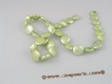 coin_08 12mm green cultured freshwater dye color coin pearls strands