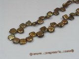 coin_19 10mm coffee square side-dirlled coin pearl strands in wholesale