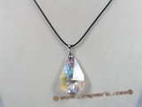 CP017  34*38mm tear-drop faceted Swarovski crystal pendant with sterling enhancer mounting