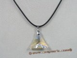 CP018 25mm triangular faceted Swarovski crystal pendant with sterling enhancer mounting