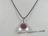 CP020 19mm pink round faceted Swarovski crystal pendant with sterling enhancer mounting