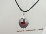 CP021 Wine red faceted round Swarovski crystal 925silver enhancer pendant