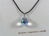 CP022 sterling white faceted round Swarovski crystal enhancer  pendant