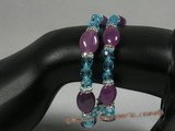 crbr016 double strands Blue Faceted crystal with gemstone beach bracelet