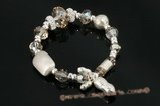 Crbr019 Sterling silver faceted roundel austria crystal Xmas bracelet