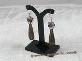 cre005 10*30mm Rose Quartz crystal bridal dangle earrings
