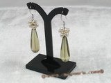 cre006 10*30mm Rose Quartz crystal bridal dangle earrings