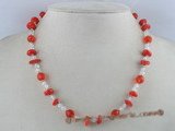 crn001 8mm red crystal handmade necklace with red coral beads