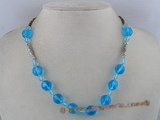 crn002 Blue faceted crystal bead necklace with tibet silver fittings