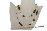 crn045 Elegant hand wired smoking quartz rope costume necklace