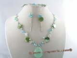 CRNSET004 Dazzling crystal necklace set with mother of pearl and seed pearl