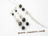 CRNSET017 Hand crafted sterling silver shell pearl and gemstone layer necklace set