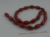 cs005  10*18mm olivary red coral strands wholesale, 16"