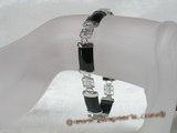 gbr011 Fancy Sterling Silver chineselink black agate bracelet