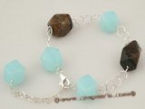 gbr022 Sterling silver nugget crystal and gemstone bracelet in wholesale