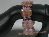glbr002 18*24mm pink lampwork & crystal beads bracelet